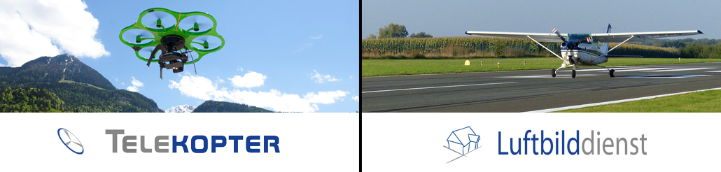 Telekopter+Flugzeug mit Logos