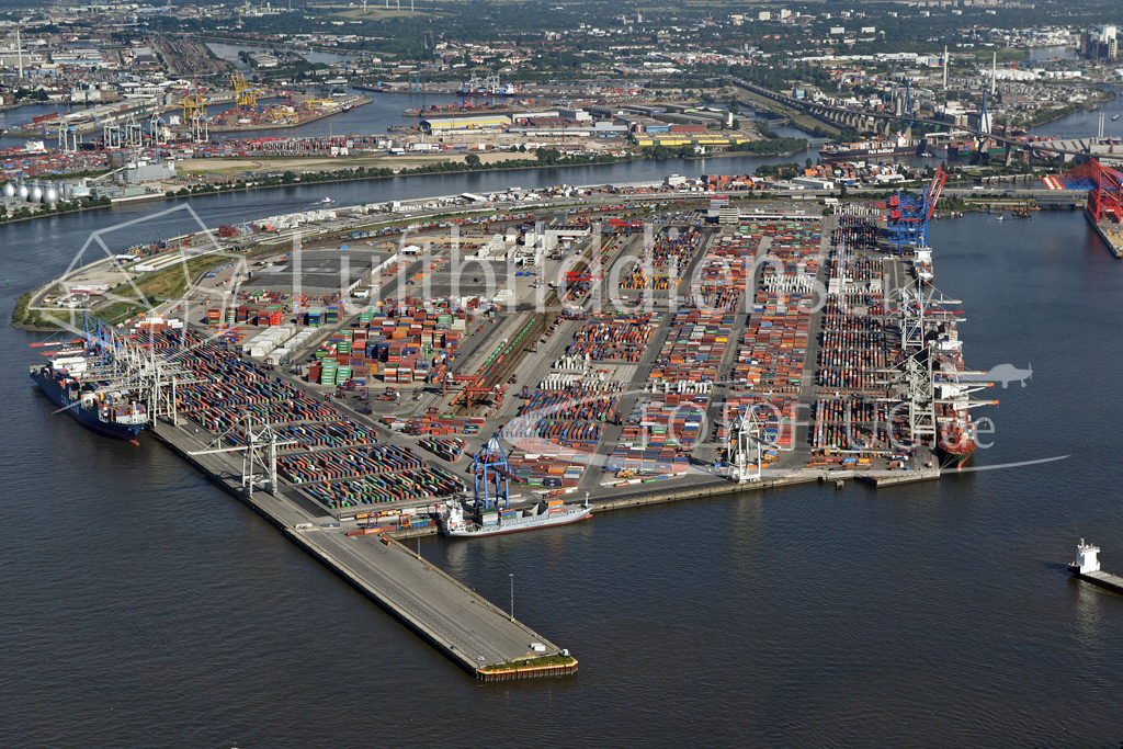 Schrägluftbild Hamburg-Waltershof, Containerterminals